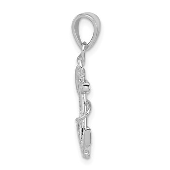 Sterling Silver Rhodium-plated CZ Anchor Pendant — alternate view