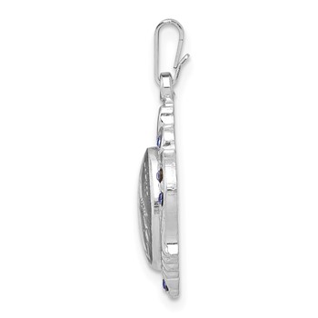 Sterling Silver Platinum-plated Polished Miraculous Blue CZ Pendant — alternate view