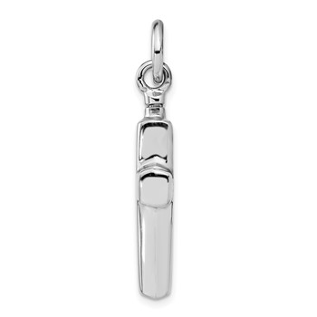 Sterling Silver Rhodium-plated Polished Cross Ash Holder Pendant — alternate view