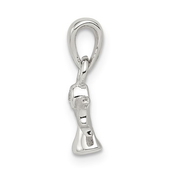 Sterling Silver Rhodium-plated Polished/Satin CZ Angel Pendant — alternate view