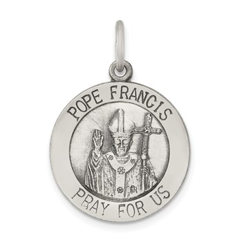 Sterling Silver Antiqued and Brushed Pope Francis Medal