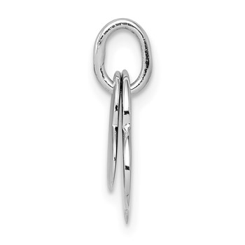 Sterling Silver Rhodium-plated satin and Polished Two Piece Heart Pendant — alternate view