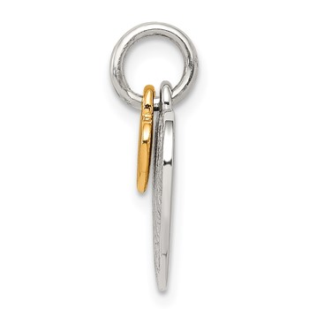 Sterling Silver Gold-plated Textured Love Charm Pendant — alternate view