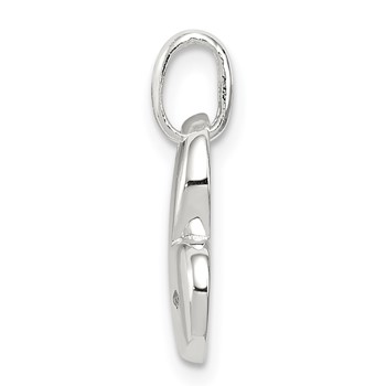 Sterling Silver Polished Diamond Heart Pendant — alternate view