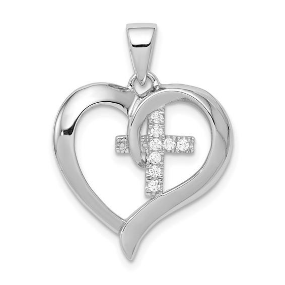Quality Gold Sterling Silver Rhodium-plated Cross Charm QC4310 - Walsh  Jewelers