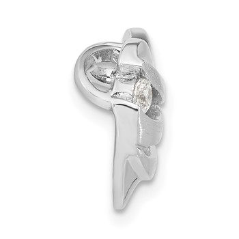 Sterling Silver Polished & Brushed CZ Heart Chain Slide — alternate view