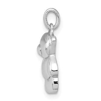 Sterling Silver Rhodium-plated Teddy Bear Pendant — alternate view