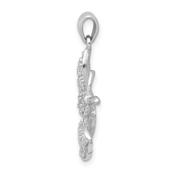 Sterling Silver Rhodium-plated CZ Butterfly Pendant — alternate view