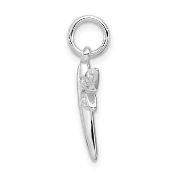 Sterling Silver Rhodium-plated CZ Dragonfly Pendant — alternate view