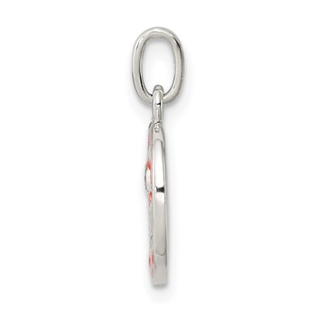 Sterling Silver Polished Enamel Pumpkin Pendant — alternate view