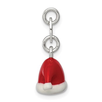 Sterling Silver Polished Enamel Santa Hat Charm — alternate view