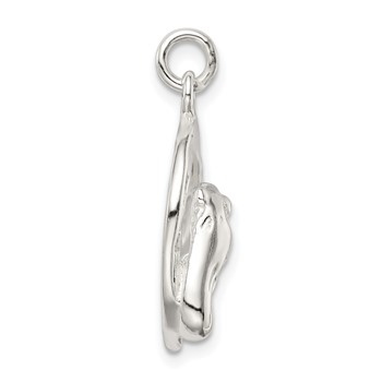 Sterling Silver Polished Horseshoe with Horse Head Pendant — alternate view