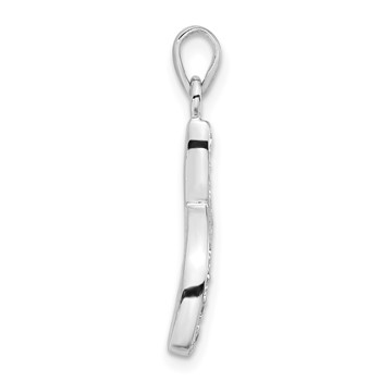 Sterling Silver Rhodium-plated Polished CZ Wishbone Pendant — alternate view