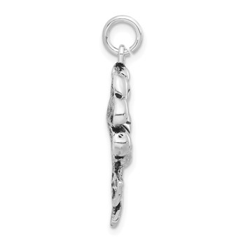 Sterling Silver Polished & Antiqued Flower Pendant — alternate view