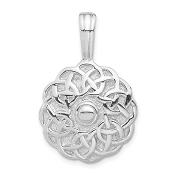 Sterling Silver Polished and Textured Fancy Circle Pendant