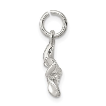 Sterling Silver Polished Plumeria Flower Pendant — alternate view