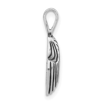 Sterling Silver Polished & Antiqued Mussel Shell Chain Slide Pendant — alternate view