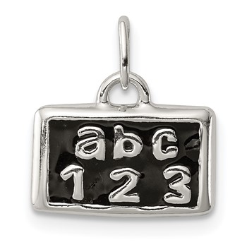 Sterling Silver Polished Enamel ABC 123 Pendant