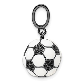 Sterling Silver Rhodium-plated and CZ 3D Soccer Ball Pendant — alternate view