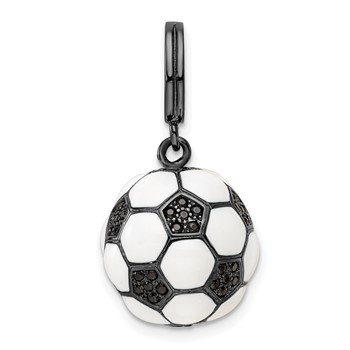 Sterling Silver Rhodium-plated and CZ 3D Soccer Ball Pendant
