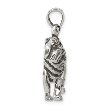 Sterling Silver Antiqued Bulldog Pendant — alternate view