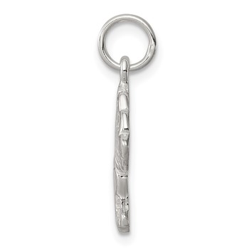 Sterling Silver Polished and Textured Dog Pendant — alternate view