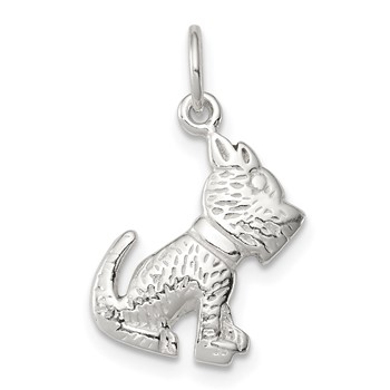 Sterling Silver Polished and Textured Dog Pendant