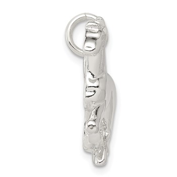 Sterling Silver Polished & Textured Horse Pendant — alternate view