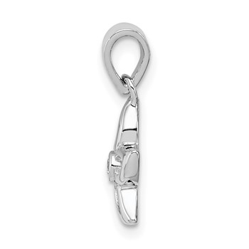 Sterling Silver Rhodium-plated Flower with CZ Pendant — alternate view