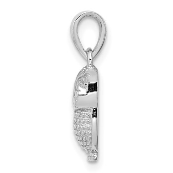 Sterling Silver Rhodium-plated with Blue Glass Owl Pendant — alternate view