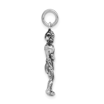 Sterling Silver Antiqued Indigenous Man w/ Bow & Arrow Pendant — alternate view