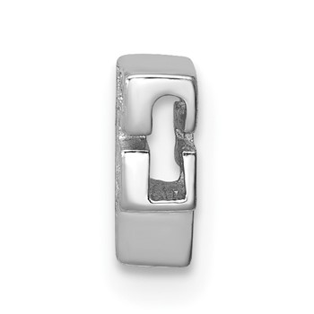 Sterling Silver Rhodium-plated CZ Letter F Initial Slide Charm — alternate view