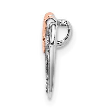 Sterling Silver Rhodium-plate Rose-tone Glitter Enamel Chain Slide — alternate view