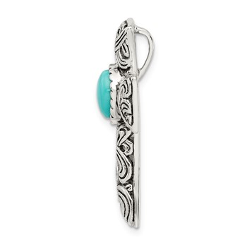 Sterling Silver Antiqued Reconstituted Turquoise Cabochon Slide — alternate view