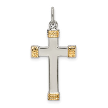 Sterling Silver & Gold-plated Polished Cross Pendant