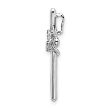 Sterling Silver Rhodium-plated Polished w/ CZ Cross Chain Slide — alternate view