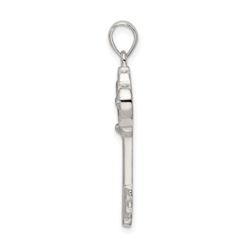 Sterling Silver Polished Heart Key Pendant — alternate view