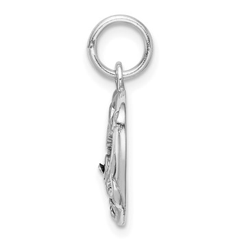 Sterling Silver Rhodium-plated Pink and White CZ #1 Grandma Pendant — alternate view