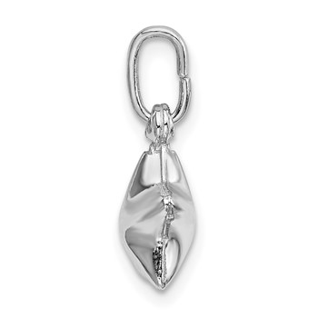 Sterling Silver Rhodium Plated Polished Puffed Star Charm — alternate view