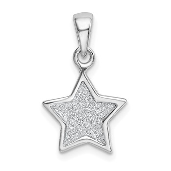 Sterling Silver Rhodium-plated Glitter Enamel Fabric Star Pendant