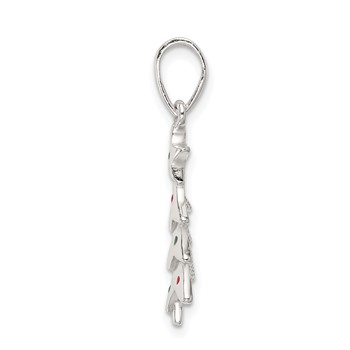 Sterling Silver Polished Enameled Christmas Tree Pendant — alternate view