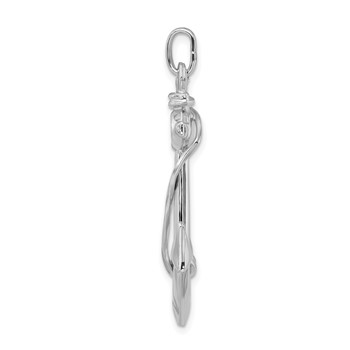 Sterling Silver Rhodium Plated Polished Anchor with Rope Charm — alternate view