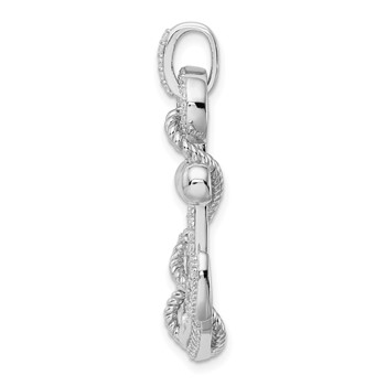 Sterling Silver Rhodium-plated CZ Anchor Pendant — alternate view