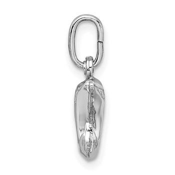 Sterling Silver Rhodium Plated Polished Jumping Dolphin Charm — alternate view