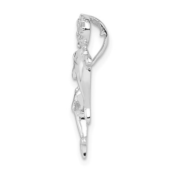 Sterling Silver Rhodium-plated Crystal Dolphins Chain Slide — alternate view
