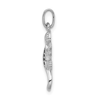 Sterling Silver Rhodium-plated Polished w/Black CZ Lizard Pendant — alternate view