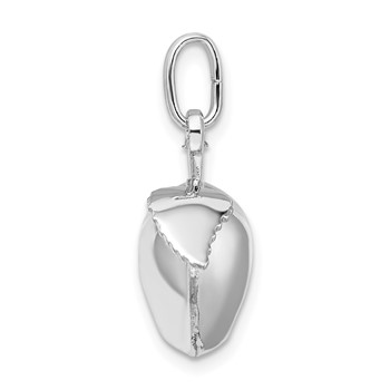 Sterling Silver Rhodium Plated Polished Puffed Apple w/ Leaf Charm — alternate view