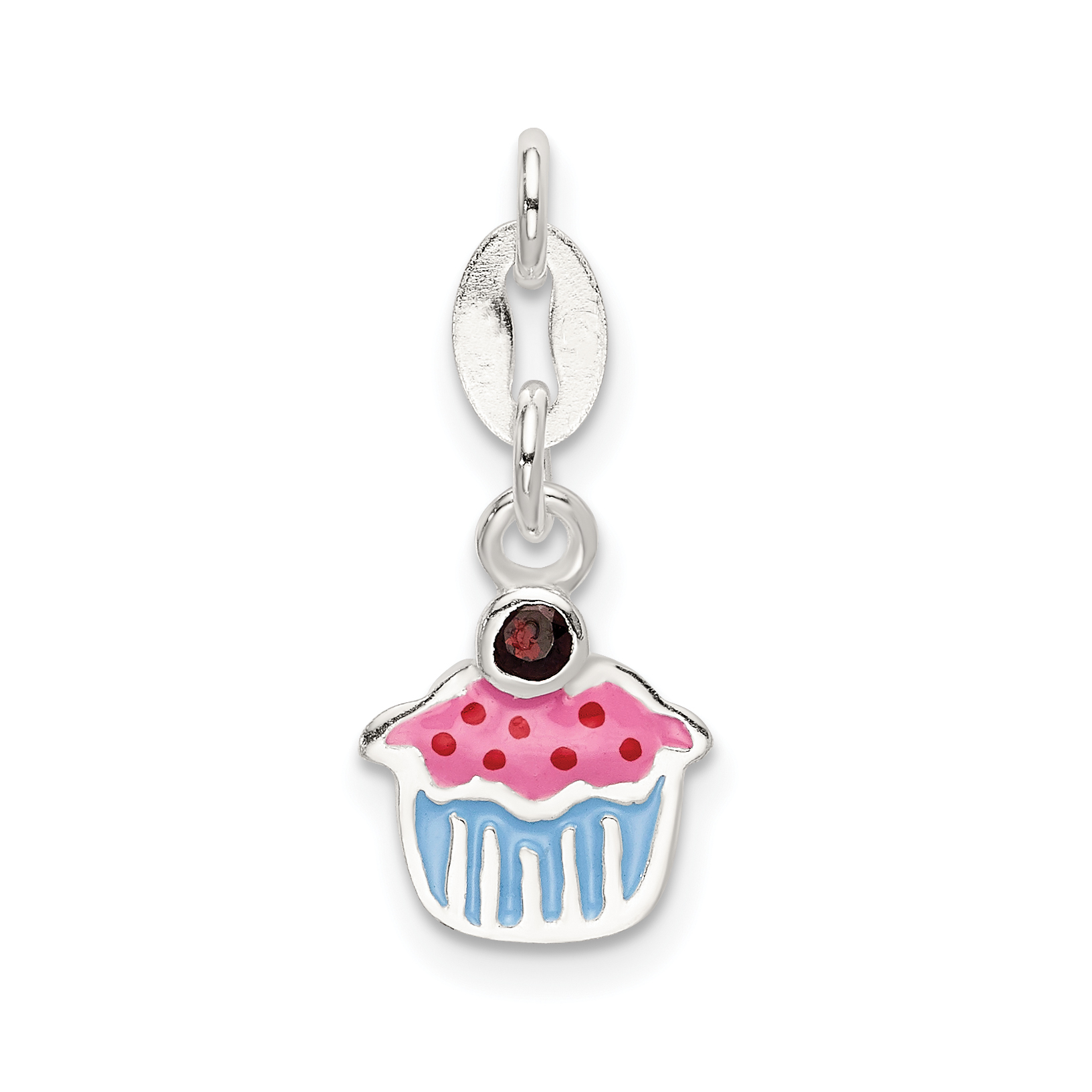 送料税込【AMY O】Cupcake Charm Pendant 14K☆チャーム♪国内発 Sterling Silver Polished and Enameled Cupcake w/Garnet Charm