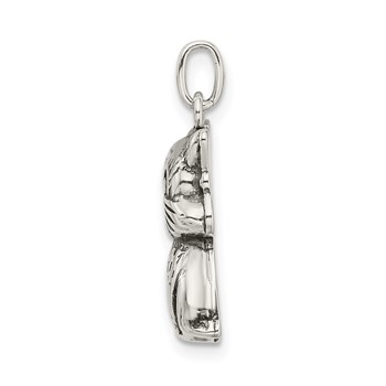 Sterling Silver Antiqued Cat Charm — alternate view