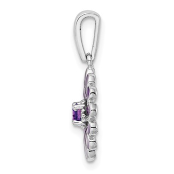 Sterling Silver Rhodium-plated Amethyst and Enamel Pendant — alternate view